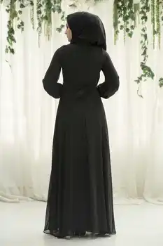 Drapeli Šifona Hijab Vakara Kleita Melnā Ziema, Rudens Ir 2021. Musulmaņu Sieviešu Hijab lakatu Islāma Turcija 2
