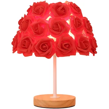 Rožu Galda Lampa, Guļamistaba Maza Nakts Lampiņa Gultas Svētku Sarkano Changming Lampas, Gultas Lampa, galda lampas, dāvanu 2