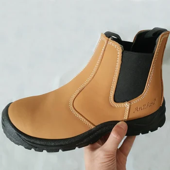 Vīriešu modes tērauda kājām klp darba drošības zābaki oriģinālo ādas drošības apavi, darba ņēmējs chelsea boot rīki droša botas aizsardzība 2