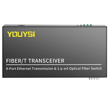 YOUYSI YYS-MC518F Šķiedras media Converter 8 port RJ45 Gigabit Media Converter SFP 100/1000M Ethernet Pārveidotājs Transīvers 2