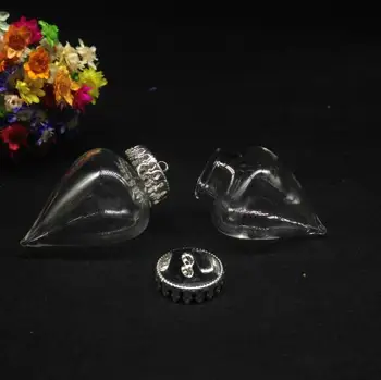 500pcs 38*15 mm asaru pilienu rokām veidotas stikla globuss lode skaidrs, kas vēlas pudeļu stikla pudelīte kulons ar sudraba/bornze zobu renes kaklarota 2