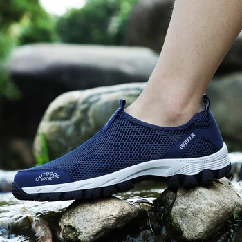 Jaunā stila vīriešu vasaras ērti ikdienas apavi pār-the-top elpojošs acs dzīvoklis kurpes ūdens sporta apavi kurpes izmērs 39-49 2