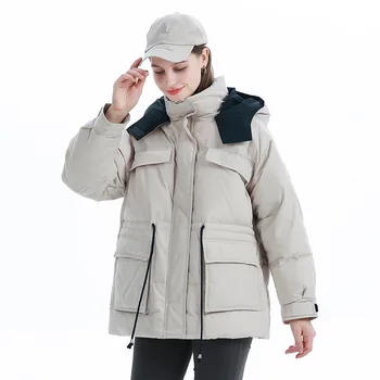 Sieviešu dūnu jaka ir 2021. jaunu kapuci vidukļa korejiešu versiju zaudēt lielu pāriem ziemas balts 90% pīļu dūnas atdzist āra mētelis 2