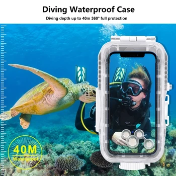 PULUZ 40m/130ft Ūdensizturīgs Niršanas Korpuss Foto Video Ņemot Zemūdens uz Lietu iPhone 12 Pro Max mini Telefona Apvalks 2