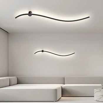Mūsdienu Minimālisma Sienas Lampas, Dzīvojamās Istabas, Guļamistabas Gultas Spīdums AC90V-260V LED Iekštelpu melna balta Lampa Eju Apgaismojuma apdare 2