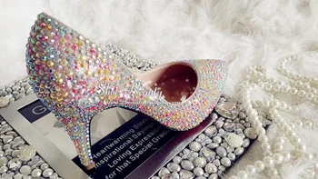 Modes Jauki Augsts Papēdis, Elegants Kāzu Kurpes Puse Balles Kurpes krāsains dimanta sieviešu kurpes lady crystal platforma sievietēm, sūkņi 2