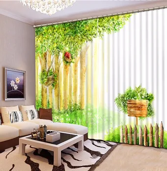 Pielāgot 3D Aizkari Pasaku meža 3d aizkari dzīvojamā istaba, luksusa virtuves logu aizkari 2