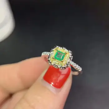 Sieviešu gredzenu zaļo gem sudraba gredzens smaragds gredzenu dabas gem zelta pārklājumu puse saderināšanās gredzenu dāvanu 925 sterling sudraba 2