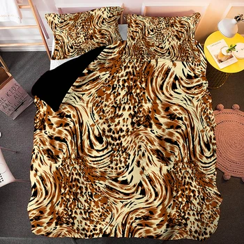 Modes Leopard Dzīvnieku Ādas Rakstu Dizaina Gultas Komplekts Luksusa Iespiesti Sega sedz Spilvendrāna Karalis, Karaliene Twin Size Gulta Set 2/3pcs 2
