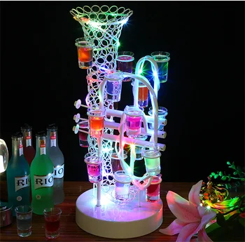 Radošā Saksofonu Forma Bārs KTV LED Kokteilis Stikla Turētājs Bullet Stikla Vīna Turētāju, LED Shot Stikla Vīna Plaukts Bārs Naktsklubā 2