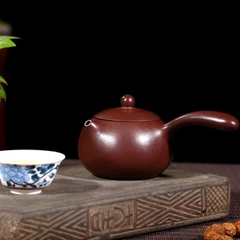 Māla tējkanna Yan Liquan roku darbs izejvielas, purpura, spilgti sarkans māls Tang Yu tējkanna mājas kungfu tējas komplekts glezniecības zelta 2