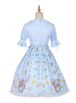 Salds princese lolita kleita vintage peter pan apkakli mežģīnes bowknot gudrs drukāšanas viktorijas kleita kawaii meitene gothic lolita op cos 2