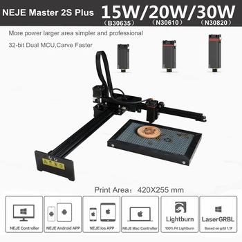 NEJE Master 2s Plus 15W/20W CNC Lāzera Graviera Modernizētas, Lāzera Marķēšana Portretu Gravēšana Mašīna 32-bitu Dual MCU App Kontroles 2
