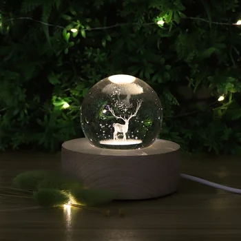 7 CM Kristāla Bumbu, Nakts Apgaismojums, Gravēšana Elk Gaismas Projekcijas Lampa USB Galda Galda Lampa, Bērnu Dzimšanas dienu Ziemassvētku Dāvanu, Rotaļlietas 2