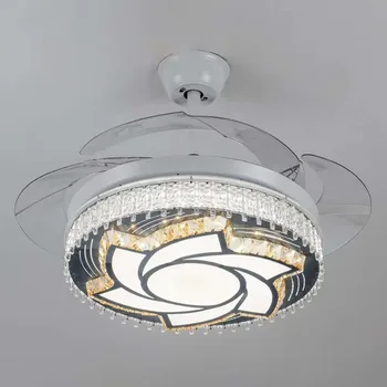 LED kristāla griestu lampu, ventilators, lampas, guļamistaba, dzīvojamā istaba vienkāršu Ziemeļvalstu ēdamistaba neredzams griestu ventilators lampas 2