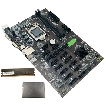 B250 BTC Ieguves Mātesplati ar DDR4 4 GB 2133Mhz RAM+SATA SSD 120G LGA 1151 12XGraphics Kartes Slots BTC Miner 2