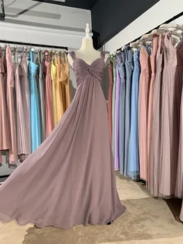 2022 jauns dažādu krāsu Violeta pelēka ilgi, V-veida kakla Ielocēm luckgirls šifona Pielāgojama modes līgavas kleita mocini tailor 2