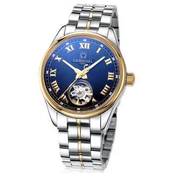 Karnevāla Vīriešu Pulksteņi Automātisko, Mehāniskās Zīmola Luksusa Safīra Tourbillion reloj hombre Ūdensizturīgs Vīriešu rokas pulksteņi C8660-4 2