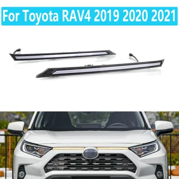 2 Gab Toyota RAV4 2019 2020 2021 LED Dienas Gaitas Lukturi Automobiļa Motora Pārsega Apdares Gaismas Streamer Pagrieziena Signāla Lampa 2