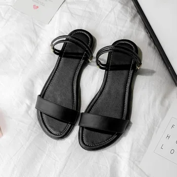 FERLENZ Lielgabarīta Black plakandibena atvērtā toed sandales ar striptīza smilšu 2