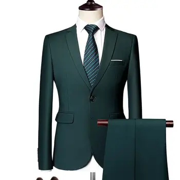Divas Gabals Komplekts ( Jaka + Bikses ) Modes Boutique vienkrāsainu Vīriešu Ikdienas Biznesa Uzvalks Līgavainim Kāzu Kleitu Posmā Banketa Kostīmi 2