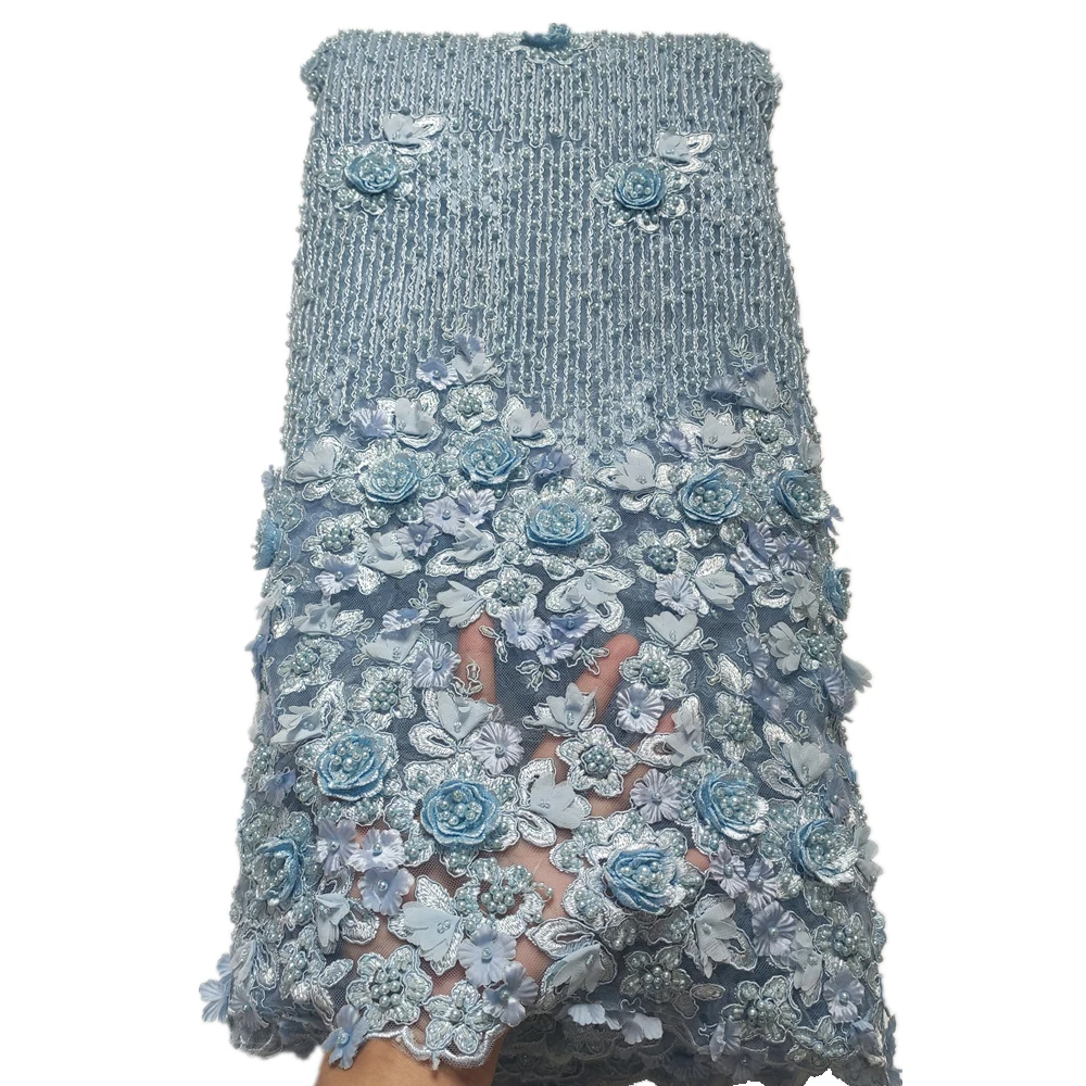 Āfrikas kāzu kleitu DIY zilā fāzēm, izšuvumi marles audumu šūšana puse asoebi tilla mežģīnes greznība dizaina sieta audumi, mežģīnes Attēls 3
