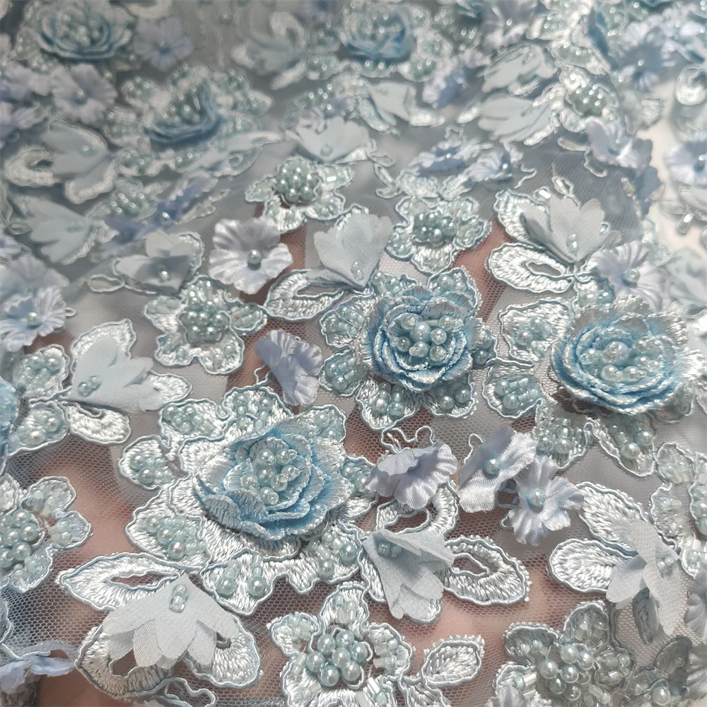 Āfrikas kāzu kleitu DIY zilā fāzēm, izšuvumi marles audumu šūšana puse asoebi tilla mežģīnes greznība dizaina sieta audumi, mežģīnes Attēls 4