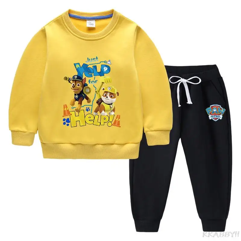 ĶEPA PATRUĻAS Modes Karikatūra Tērpiem, Zēns, Meitene Drēbes Rudens Pavasara Bērnu Kokvilnas Džemperis Uzstādīt Toddler Džemperis Top+bikses Uzvalks Attēls 5