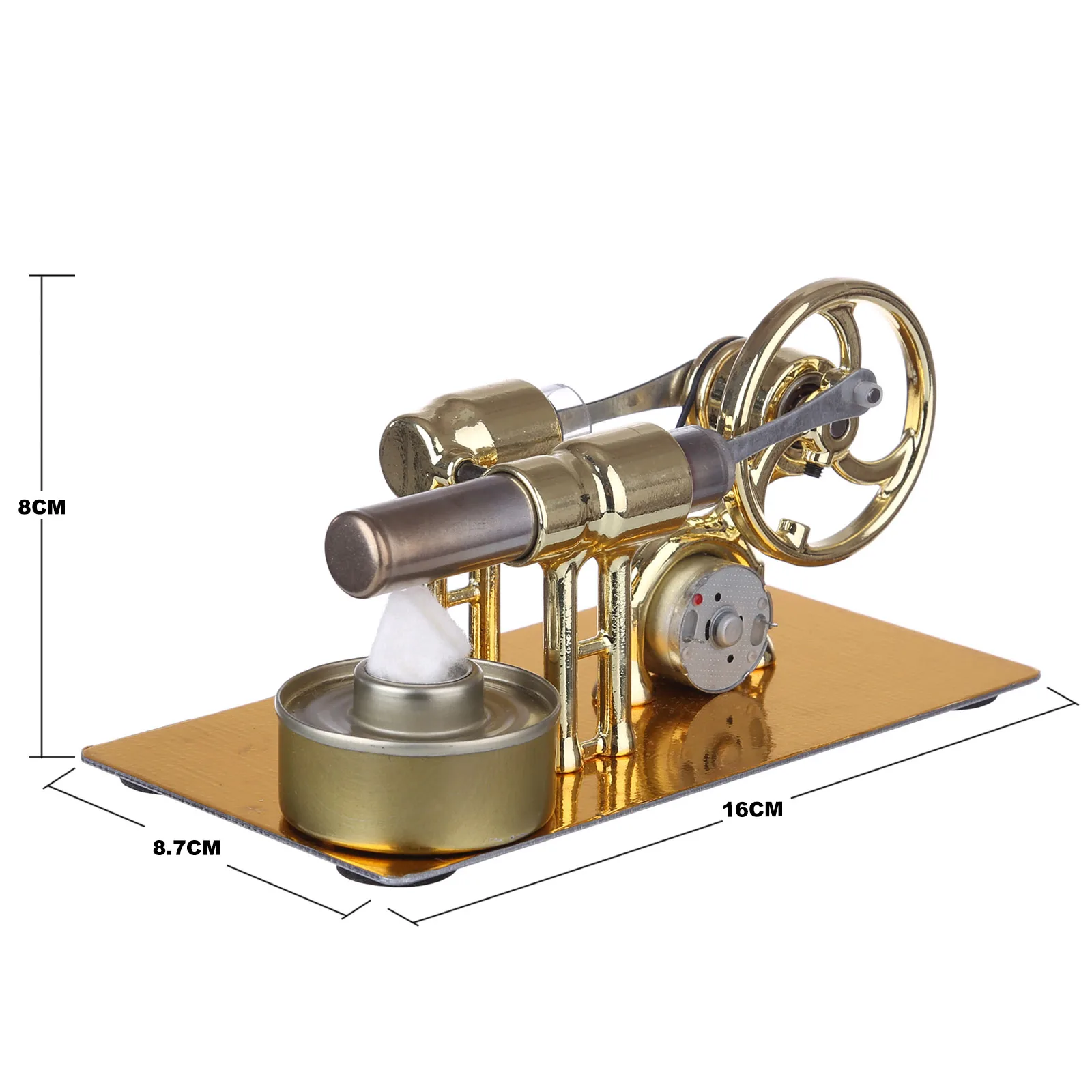 γ-Veids Viena cilindra Stirling Motors Ģeneratora Modeli, Zinātne Eksperiments ir Izglītības Rotaļlieta ar LED Diožu un Sīpolu - Zelta Attēls 2