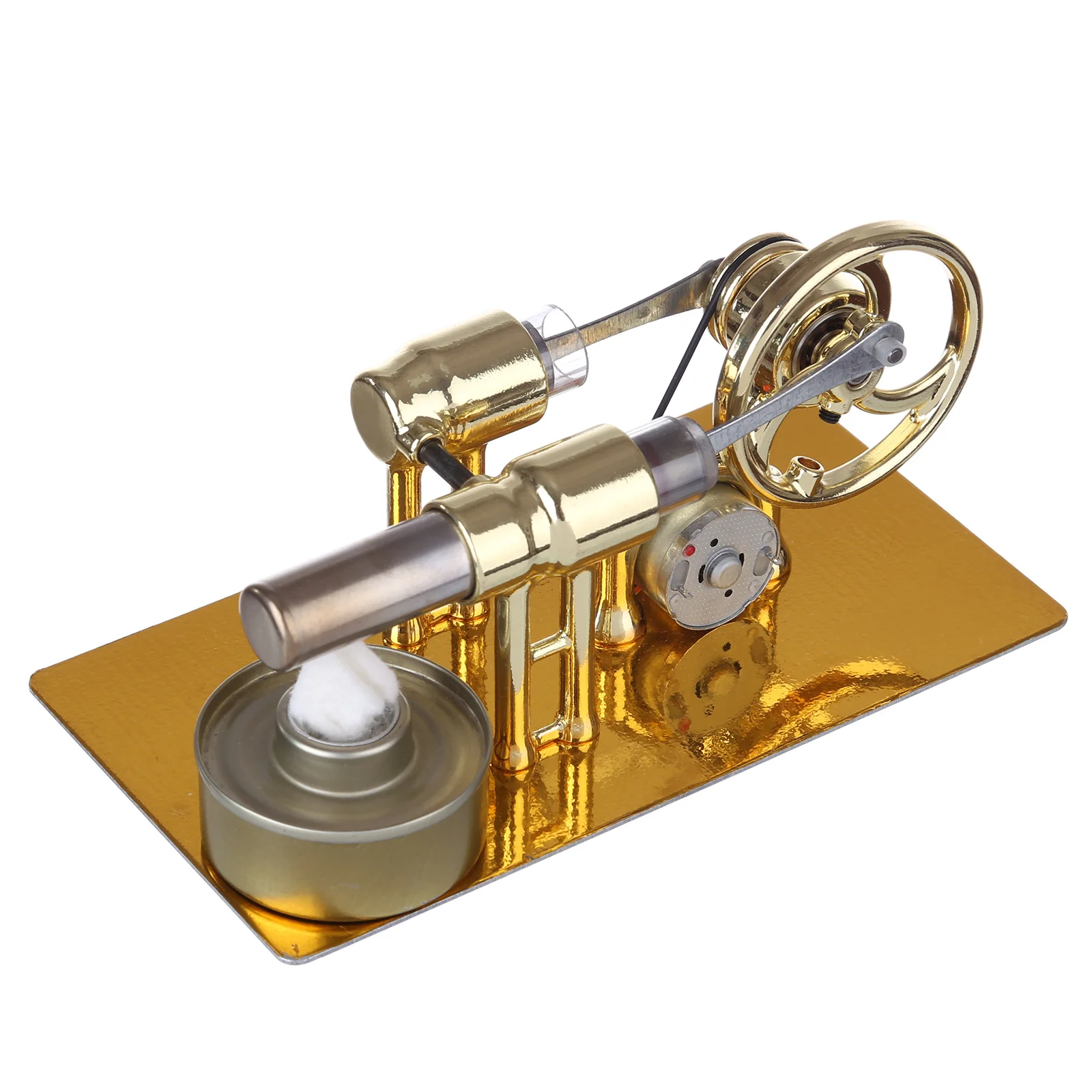 γ-Veids Viena cilindra Stirling Motors Ģeneratora Modeli, Zinātne Eksperiments ir Izglītības Rotaļlieta ar LED Diožu un Sīpolu - Zelta Attēls 4