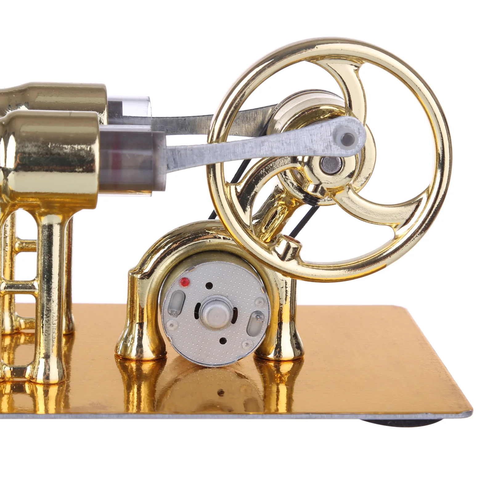 γ-Veids Viena cilindra Stirling Motors Ģeneratora Modeli, Zinātne Eksperiments ir Izglītības Rotaļlieta ar LED Diožu un Sīpolu - Zelta Attēls 5