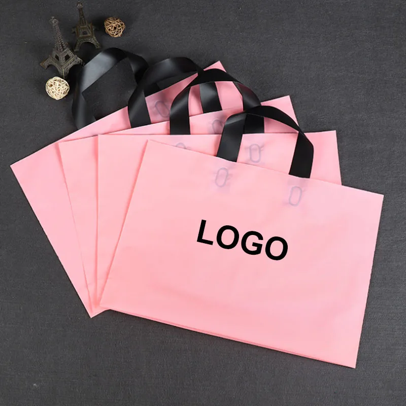 100gab PE portatīvo plastmasas maisā rozā portatīvie portatīvo apģērbs, soma, iepirkumu soma var pielāgot ar LOGO Attēls 3