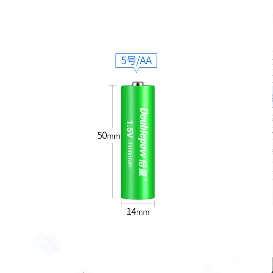 14pcs/daudz Oriģinālu 1,5 V AA uzlādējamas baterijas 3400mWh USB uzlādējams litija baterija, ātrā uzlāde caur Micro USB kabeļa Attēls 1