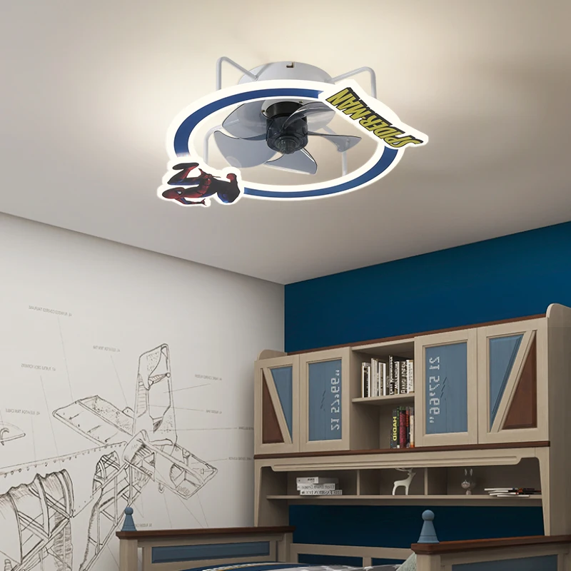 Karikatūra LED Griestu Ventilators ar Gaismas bērniem, Bērnu istabas, viesistaba, mājas dekoru LED Griestu Ventilators, Lampas Guļamistabas bērnu istabas Attēls 5