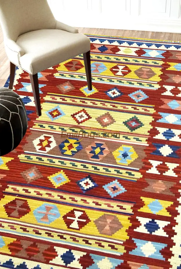 Maroka Austrumu Vidusjūras stila rokām austi vilnas paklājs/Kilim paklājs/paklājs, viesistaba, kafijas galdiņš gc137-28 Attēls 1