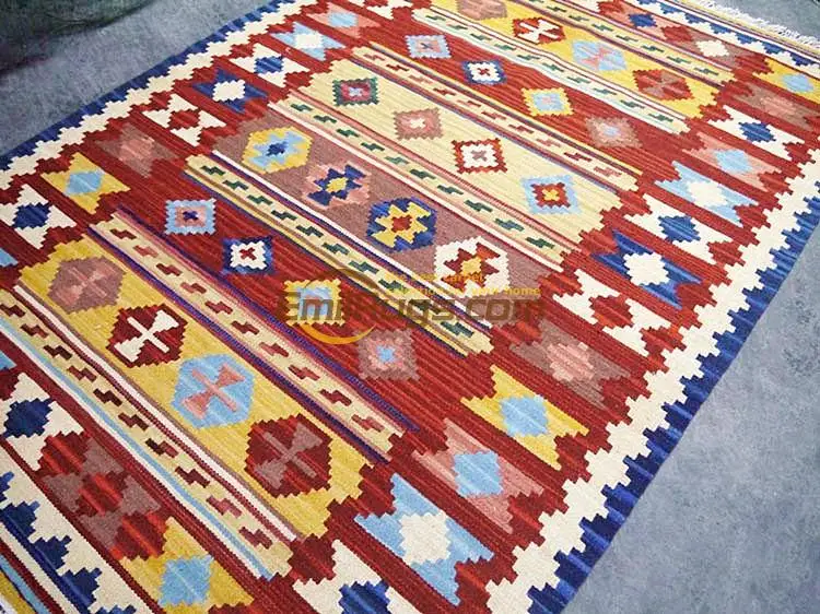 Maroka Austrumu Vidusjūras stila rokām austi vilnas paklājs/Kilim paklājs/paklājs, viesistaba, kafijas galdiņš gc137-28 Attēls 4