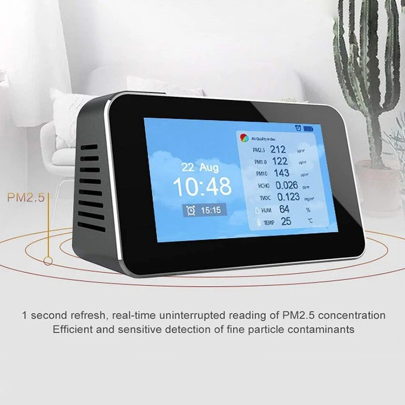Wi-Fi Gaisa Kvalitātes Monitors, Formaldehīdu Detektora Temperatūra & Mitruma Mērītājs Piesārņojuma Testeri Noteikt PM2.5 PM10 PM1.0 Attēls 1