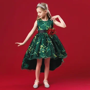 Karstā pārdošanas sarkana tilla princess puse dzimšanas dienas tērpi zelta mežģīņu aplikācijas pie pleca puķu meitene kleitas, lai kāzas lēti līnijas pirkt \ Kāzu Kleita ~ www.xenydancestudio.lv 11