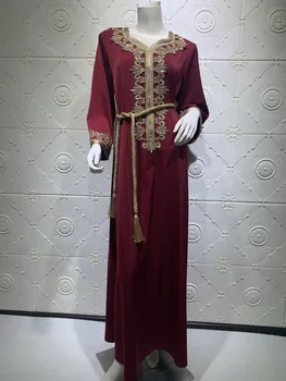 Dubai musulmaņu sievietes gara kleita kaftan arābu abaya islāma apģērba mežģīņu acu raibs puse vakarā izšuvumi drēbes kleita ramadan pirkt \ Tradicionālo & Kultūras Valkā ~ www.xenydancestudio.lv 11