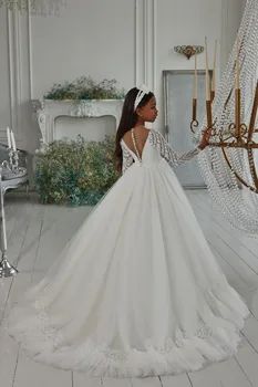 Princese puķu meiteņu kleitas, lai kāzas mežģīnes, kristāli meitenes brithday gājienā bumbu kleita pirmo svēto komūniju kleita pirkt \ Kāzu Kleita ~ www.xenydancestudio.lv 11