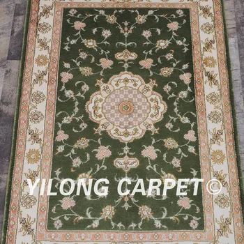 YILONG 2'x3' roku darbs persiešu dizaina paklāju izsmalcinātu tabriz zaļa zīda paklājs (J16B2x3)