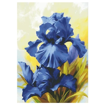 Zila varavīksnenes cross stitch pakete liels bloom 18ct 14ct 11ct audums kokvilnas diegu izšuvumi DIY roku darbs, rokdarbi