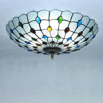 Tiffany stikla griestu lampas vara led gaismas ķermenis guļamistabā, viesistabā, virtuvē eju griestu lustra retro iekštelpu mājas dekoru pirkt \ Griestu Lampas & Fans ~ www.xenydancestudio.lv 11