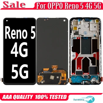 Sākotnējā AMOLED Par OPPO Reno5 4G 5G LCD Displejs, Touch Screen Digitizer Montāža OPPO Reno 5 CPH2145 CPH2159 Displejs