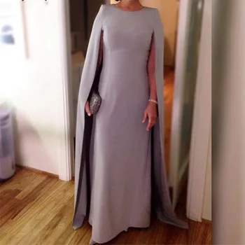 Elegants sudraba Grīdas garums līgavas kleita ar šalli piedurknēm 2020. gadam kāzu, banketu vakara kleita kleita