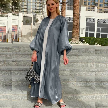 Siskakia mīksta satīna jalabiya hijab kleita sievietēm kritums ir 2021. modes musulmaņu dubajas arābu marokas kaftan drēbes sarkanbrūns zelta jaunas pirkt \ Tradicionālo & Kultūras Valkā ~ www.xenydancestudio.lv 11
