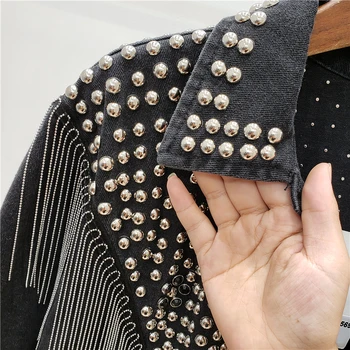 Jauns pušķis melnās džinsa jaka sieviešu džinsi, mētelis 2022. gada pavasara modes kniežu jakas sieviešu īsās slim virsdrēbes pirkt \ Jakas ~ www.xenydancestudio.lv 11