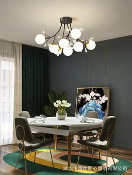 Mazo ģimenes dzīvojamās istabas lampas modernās vienkārši radoši gaismas luksusa kristāla griestu lampas guļamistabas lampa istabā neto red molekulārā lampas