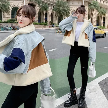 Ir 2021. pavasarī, rudenī indie korejas vintage streetwear zaudēt jauni mēteļi plus lieluma sievietēm govs print single krūtīm jaka džinsa jaka pirkt \ Jakas ~ www.xenydancestudio.lv 11