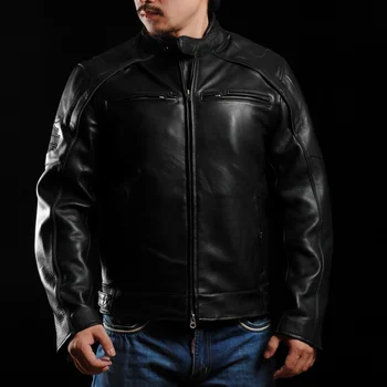 Bezmaksas piegāde,ādas apģērbu Zīmola ziemas biezāka Jaka vīriešu īstas Ādas motociklu jaka.motociklu Plus lieluma zamšādas